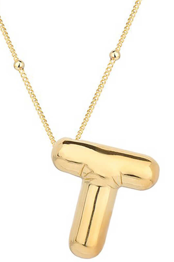 Gümüş Gold Balon T Harfi Kadın Kolye