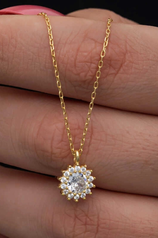 Gümüş Gold Minimal Yuvarlak Anturaj Kadın Kolye