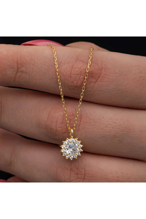 Gümüş Gold Minimal Yuvarlak Anturaj Kadın Kolye
