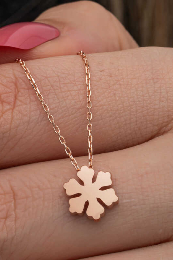 Gümüş Rose Minimal Kar Tanesi Kadın Kolye