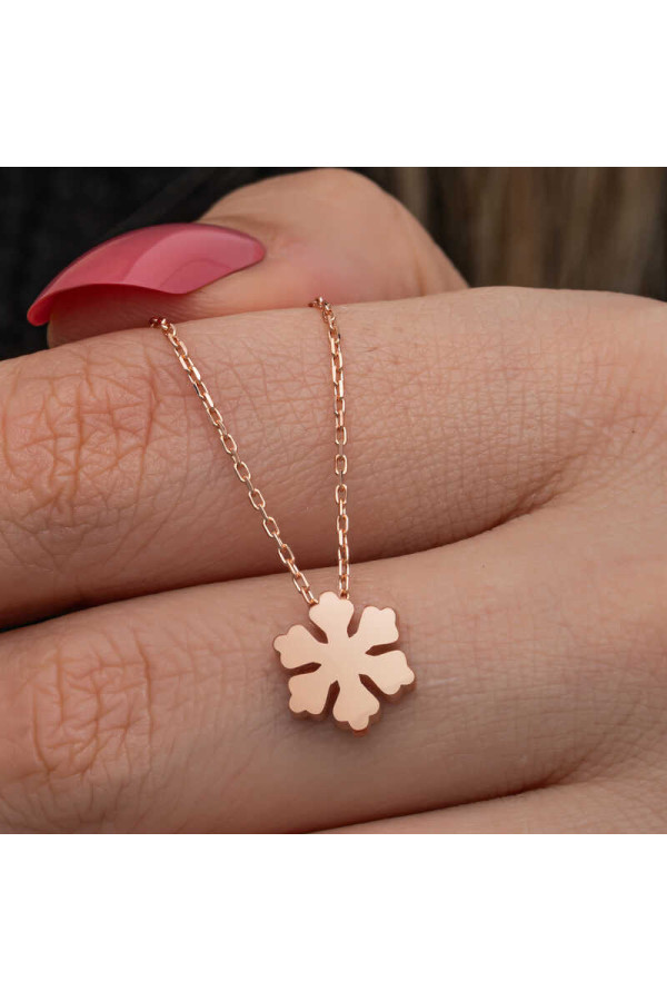 Gümüş Rose Minimal Kar Tanesi Kadın Kolye