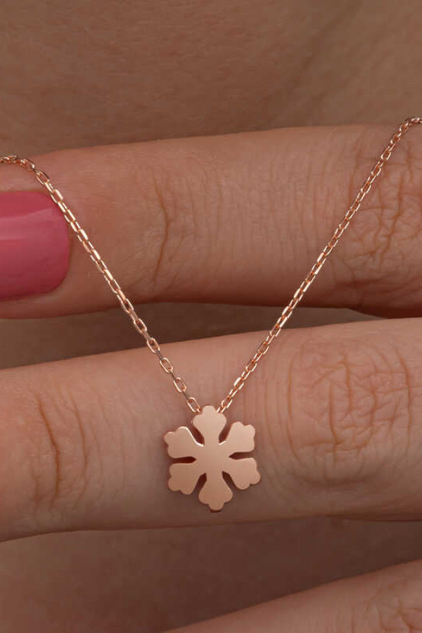 Gümüş Rose Minimal Kar Tanesi Kadın Kolye