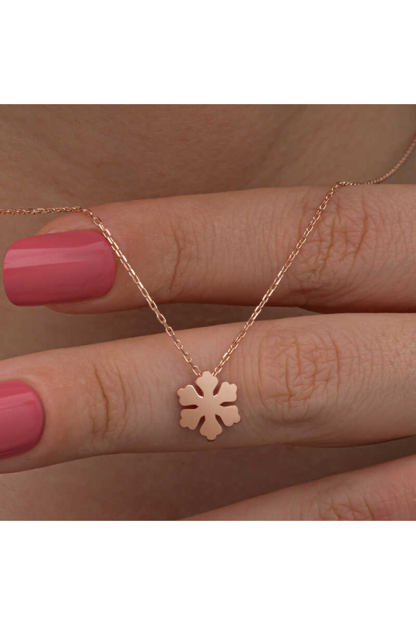 Gümüş Rose Minimal Kar Tanesi Kadın Kolye