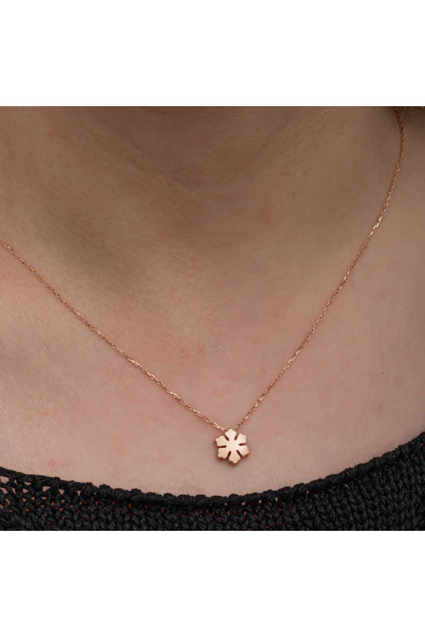 Gümüş Rose Minimal Kar Tanesi Kadın Kolye