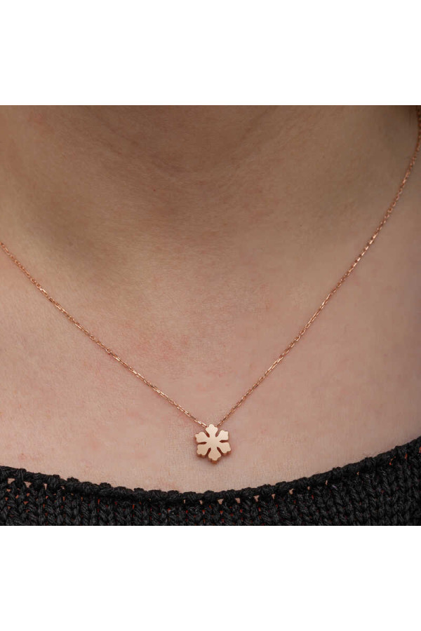 Gümüş Rose Minimal Kar Tanesi Kadın Kolye