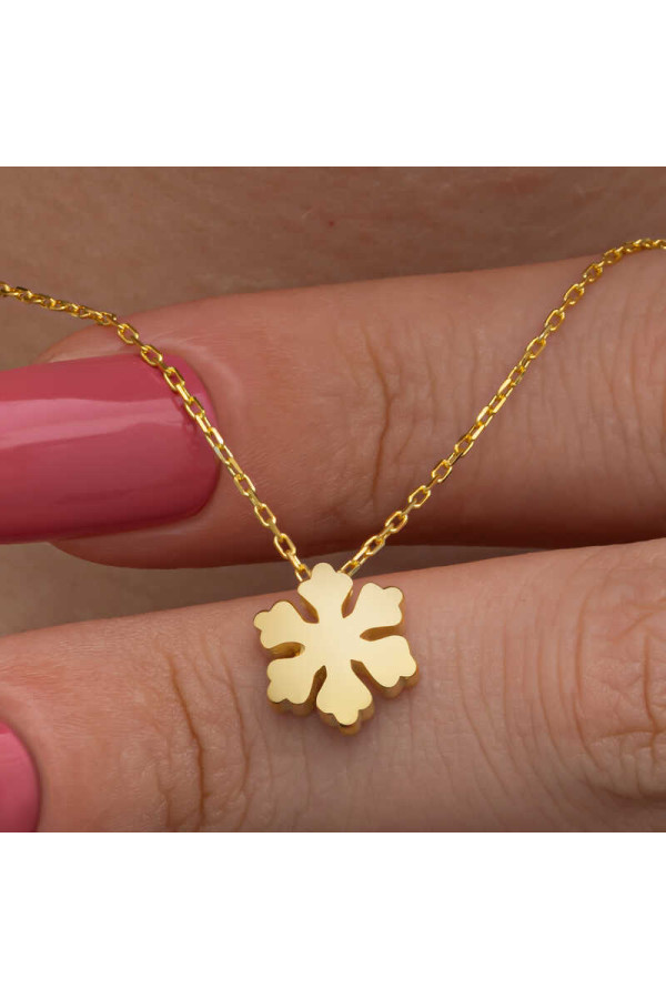 Gümüş Gold Minimal Kar Tanesi Kadın Kolye