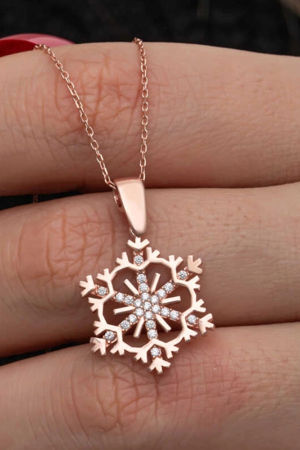 Gümüş Rose Kar Tanesi Kadın Kolye