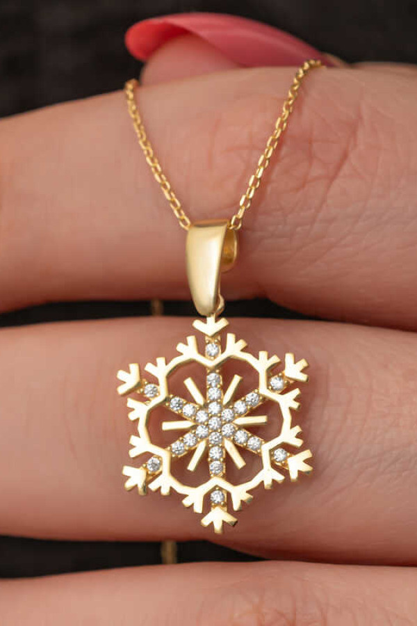 Gümüş Gold Kar Tanesi Kadın Kolye