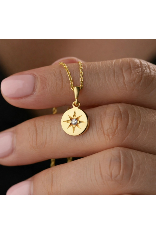 Gümüş Gold Minimal Yıldız Kadın Kolye