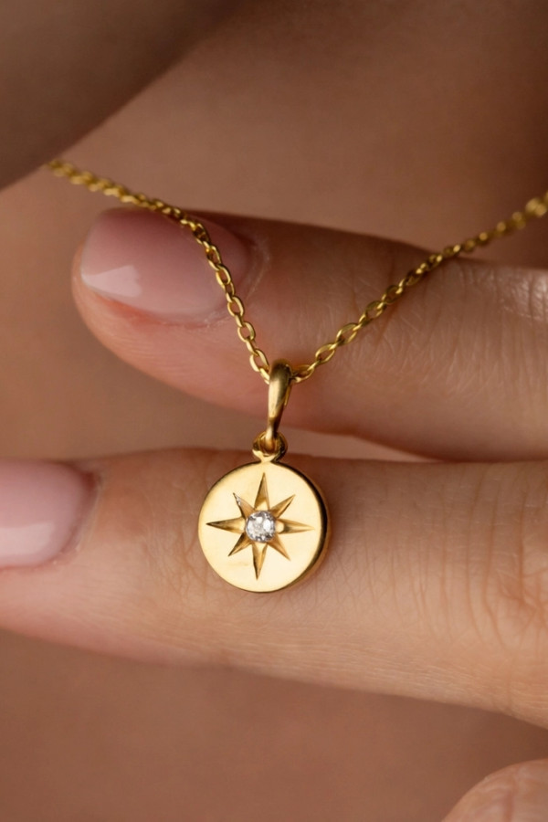 Gümüş Gold Minimal Yıldız Kadın Kolye