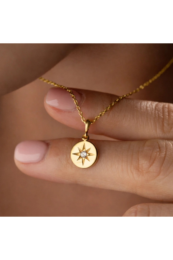 Gümüş Gold Minimal Yıldız Kadın Kolye