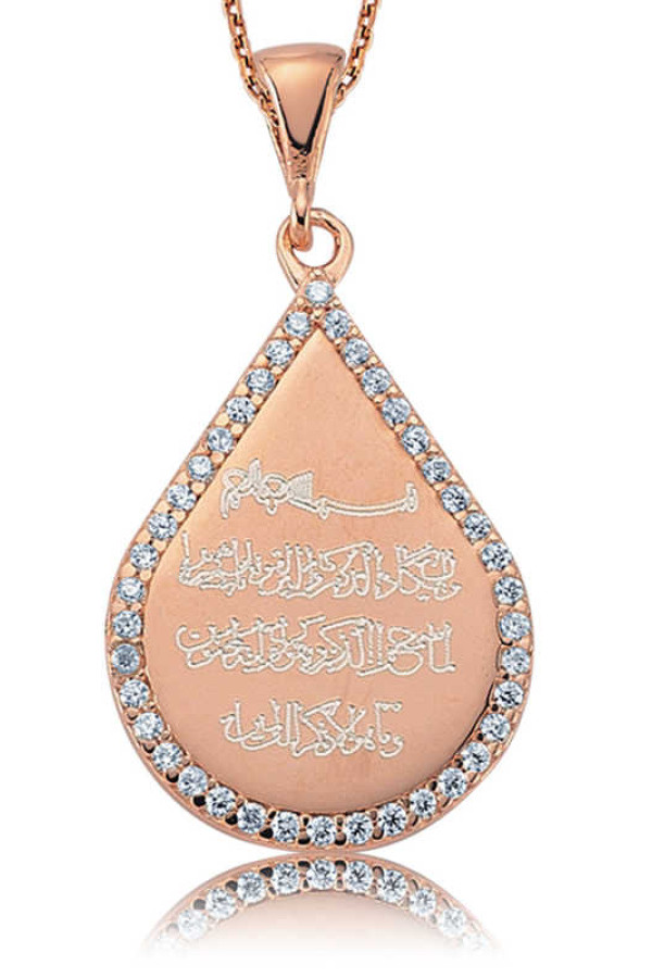 Gümüş Taşlı Nazar Duası Bayan Kolye