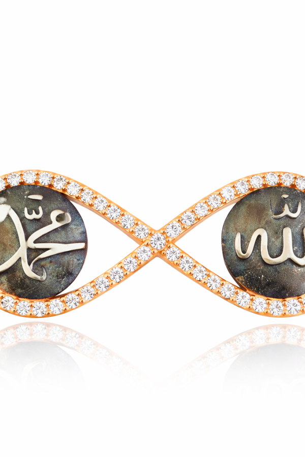 Gümüş Allah Muhammed Yazılı Sonsuzluk Kolye