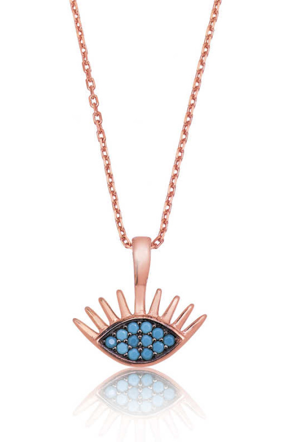 Gümüş Mavi Göz Bayan Kolye