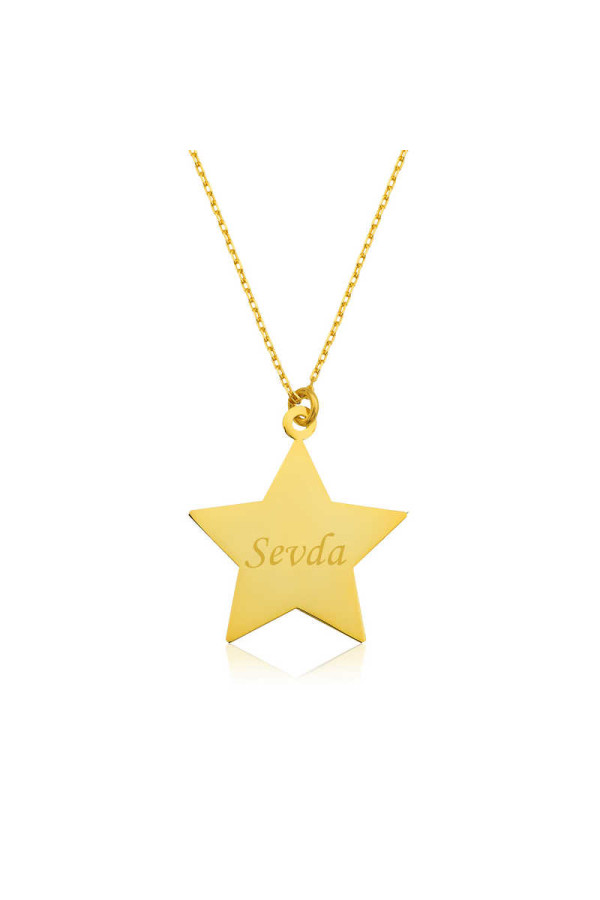 Gümüş Gold Kişiye Özel İsimli Yıldız Kolye