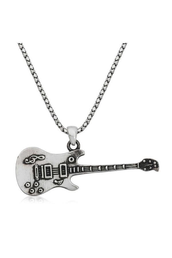 ​Gümüş Elektro Gitar Erkek Kolye