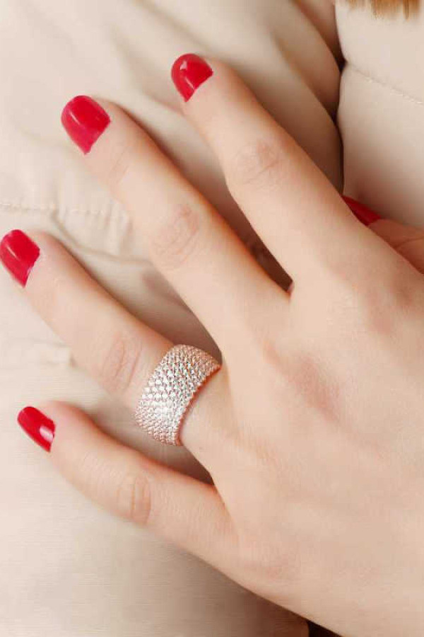 Gümüş 7 Sıra Rose Tamtur Bayan Yüzük