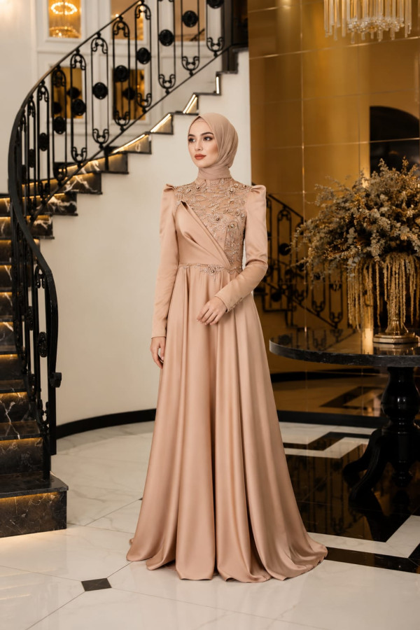 Nilüfer Abiye Karamel 38 BEDEN