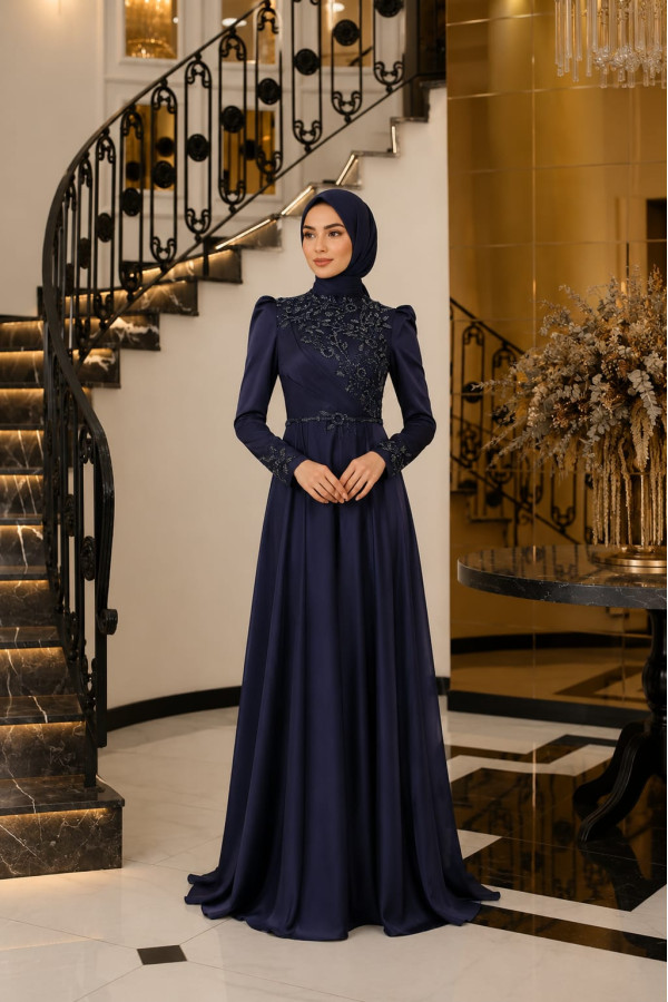 Nilüfer Abiye Lacivert 38 BEDEN