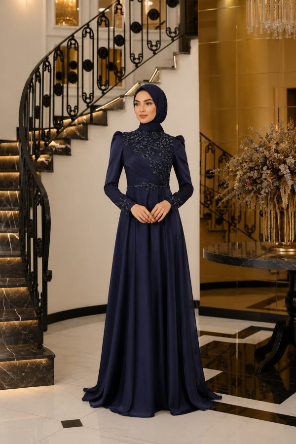 Nilüfer Abiye Lacivert 38 BEDEN