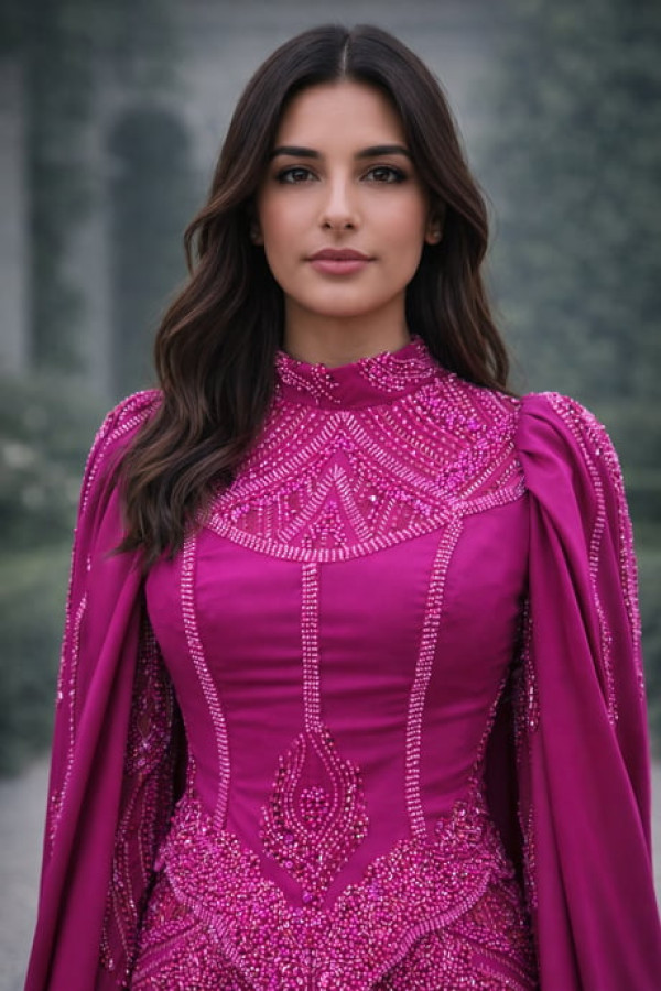 Efsun Tesettür Abiye fuşya