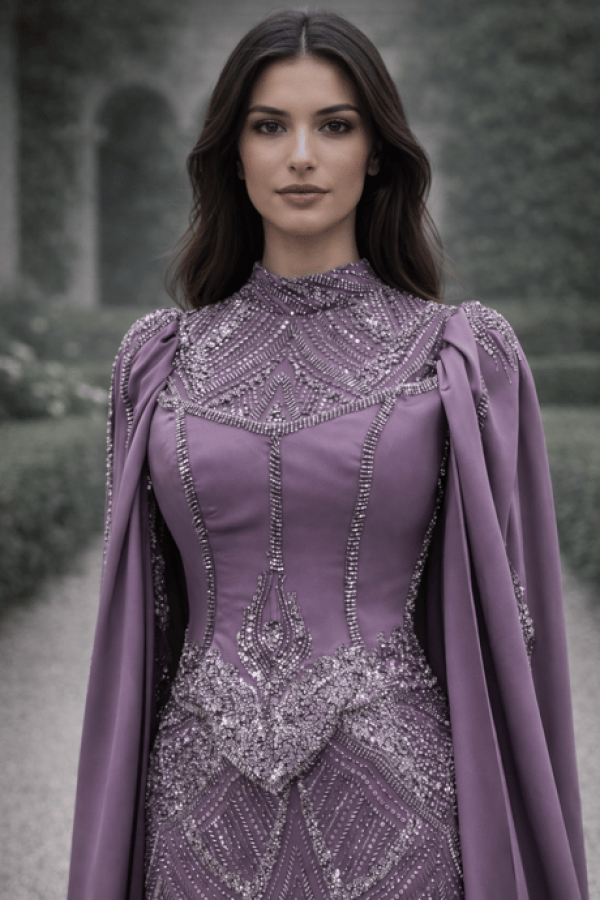 Efsun Tesettür Abiye Lila