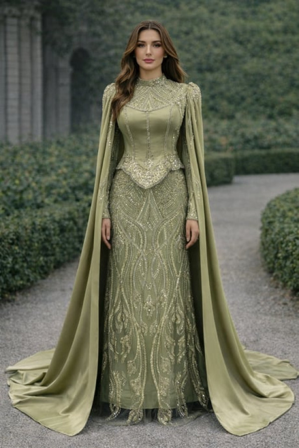 Efsun Tesettür Abiye Yeşil