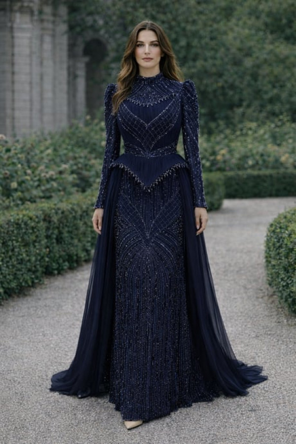 Neva Tesettür Abiye Lacivert