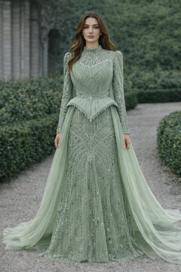 Neva Tesettür Abiye Mint