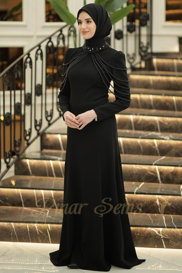 İnci Nur Abiye Siyah