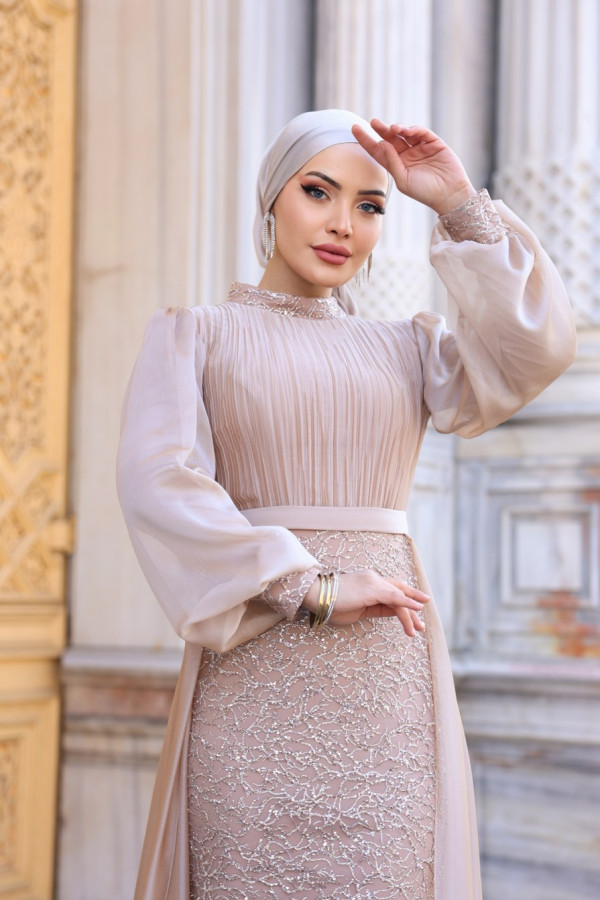 Lavanta Abiye Bej Lavanta Abiye Bej