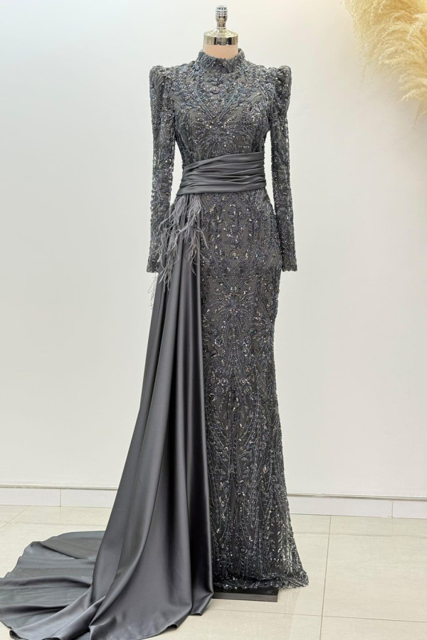 Alessa Tesettür Abiye Antrasit