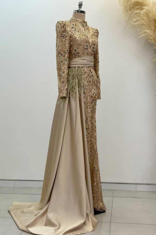 Alessa Tesettür Abiye Gold