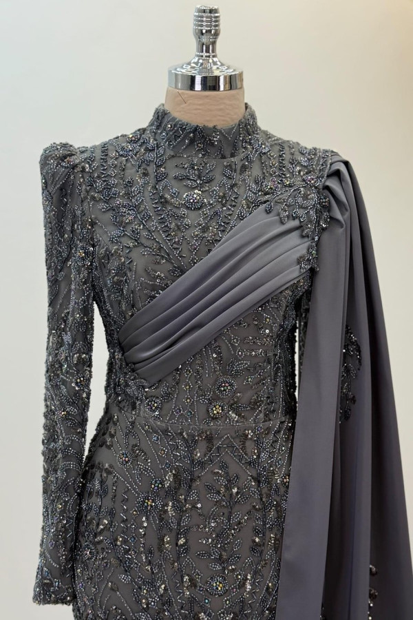 Berry Tesettür Abiye Antrasit