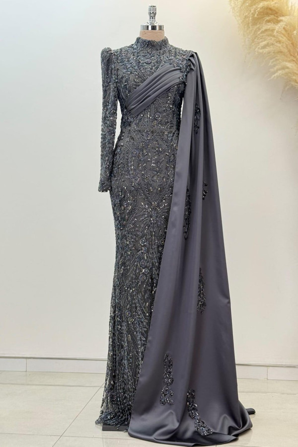 Berry Tesettür Abiye Antrasit