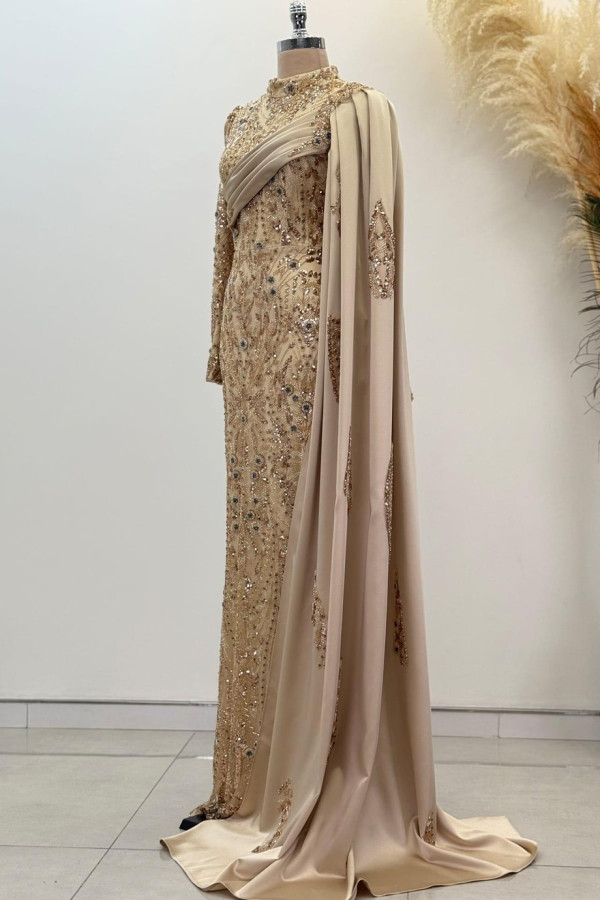 Berry Tesettür Abiye Gold