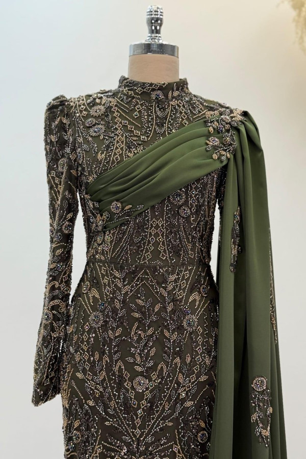 Berry Tesettür Abiye Haki