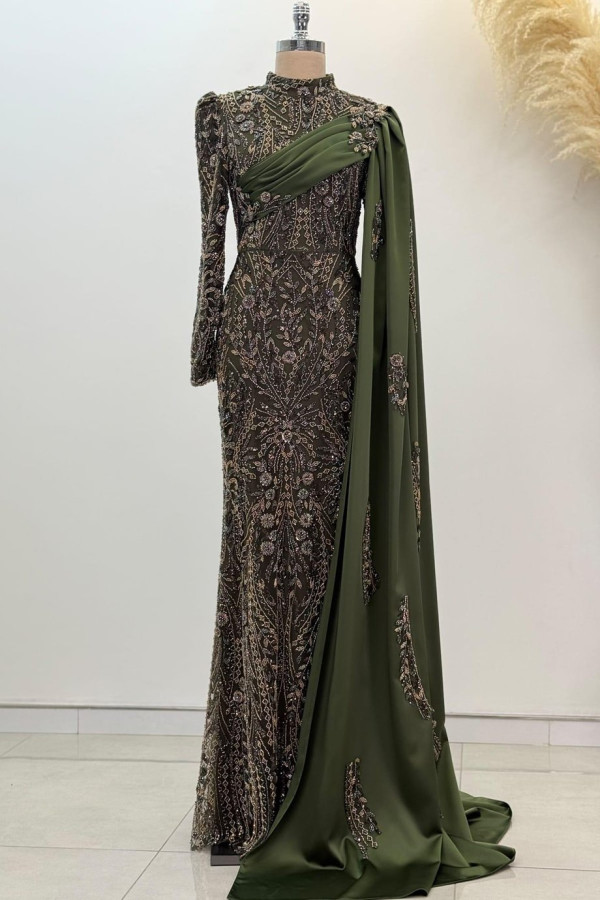 Berry Tesettür Abiye Haki