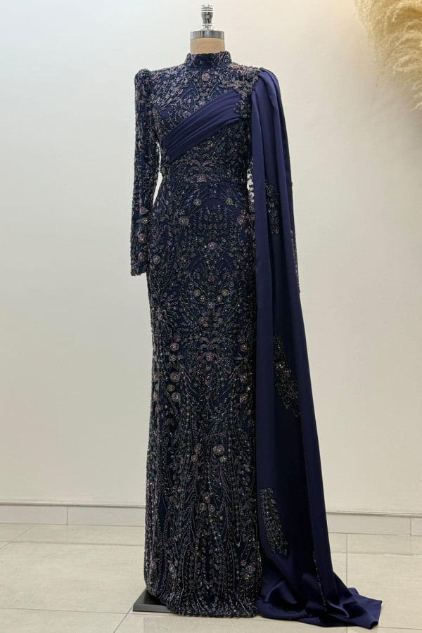 Berry Tesettür Abiye Lacivert