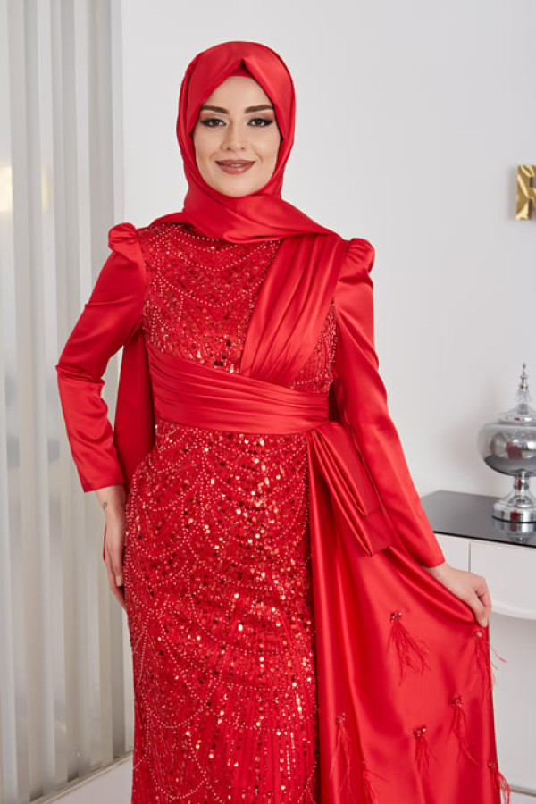 Dicle Abiye-Kırmızı Dicle Abiye-Kırmızı