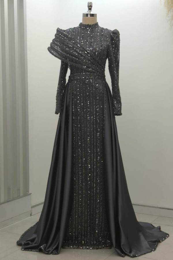 Elegance Tesettür Abiye Antrasit