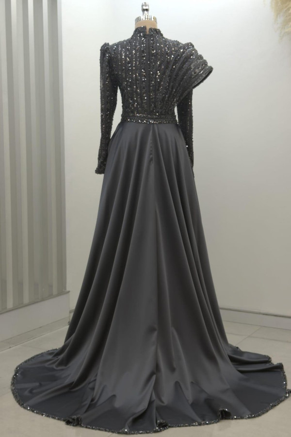 Elegance Tesettür Abiye Antrasit