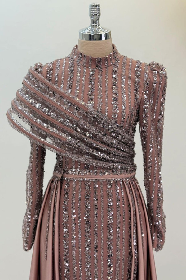 Elegance Tesettür Abiye Gül Kurusu