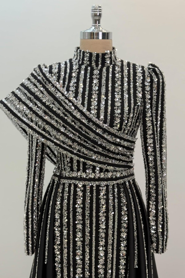 Elegance Tesettür Abiye Gümüş