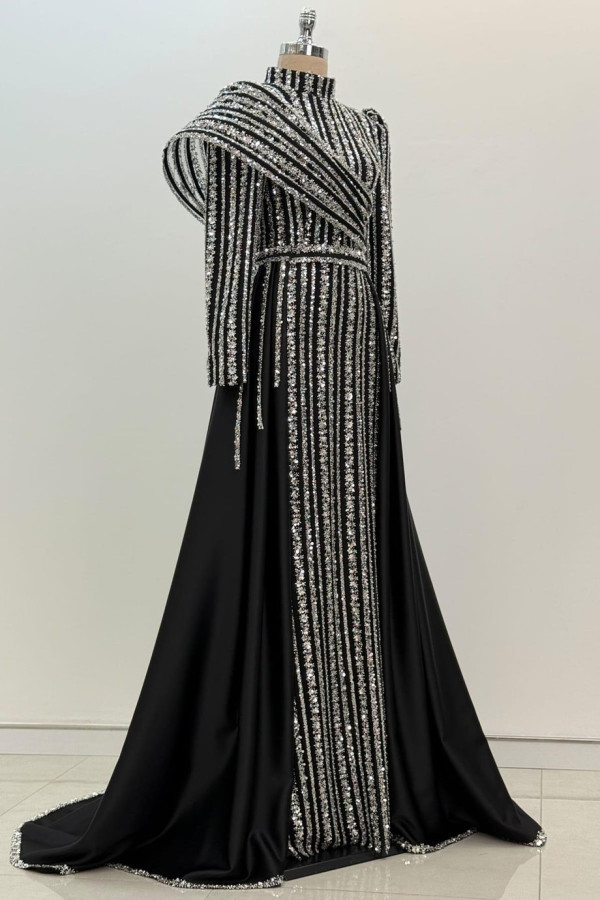 Elegance Tesettür Abiye Gümüş