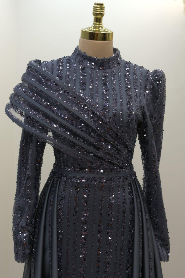 Elegance Tesettür Abiye İndigo