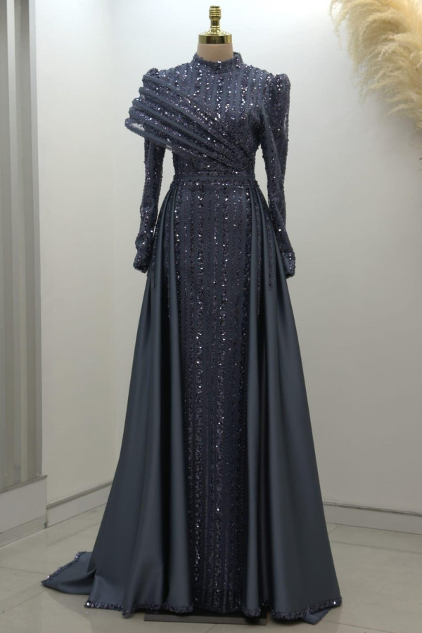 Elegance Tesettür Abiye İndigo