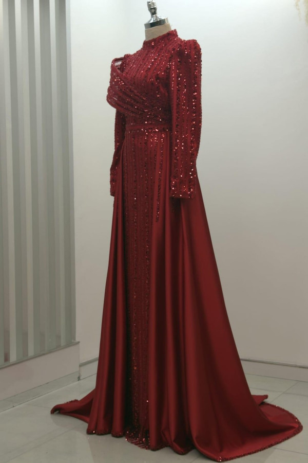 Elegance Tesettür Abiye Kırmızı