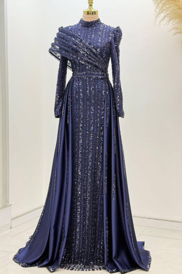 Elegance Tesettür Abiye Lacivert