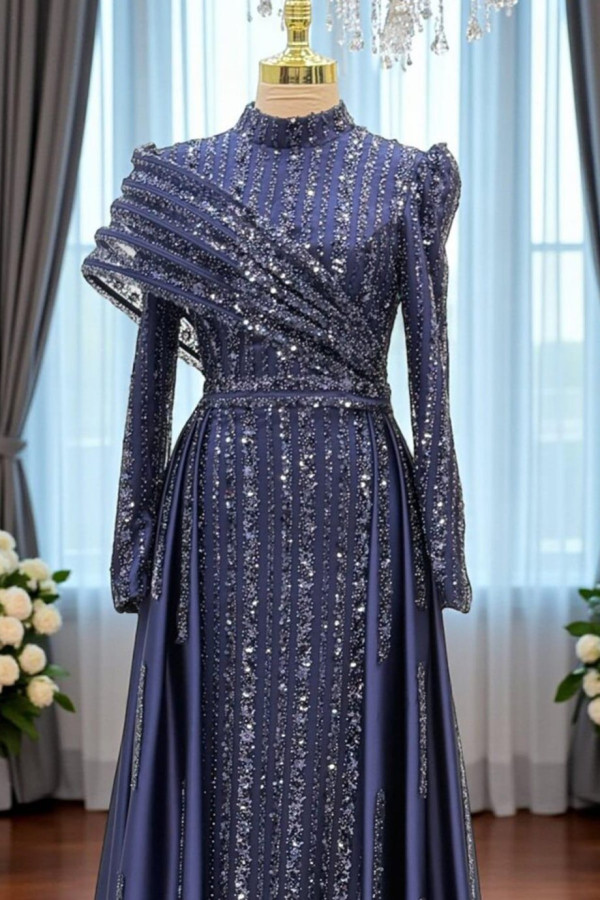 Elegance Tesettür Abiye Lacivert